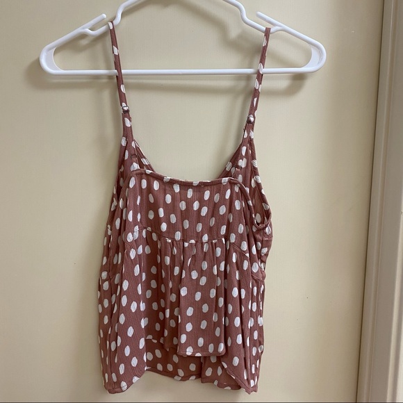 Abercrombie fitch nwt pink polka dot peplum babydoll tank XS - Picture 2 of 6